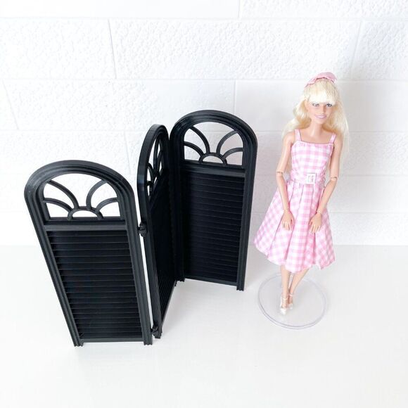 3-Panel Black Privacy Screen Dollhouse 1:6 Scale Furniture 12” Barbie Integrity - Picture 4 of 4